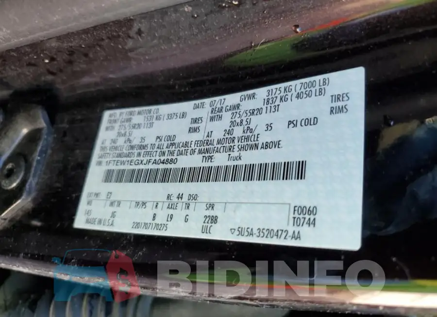 1FTEW1EGXJFA04880 Photo# 12