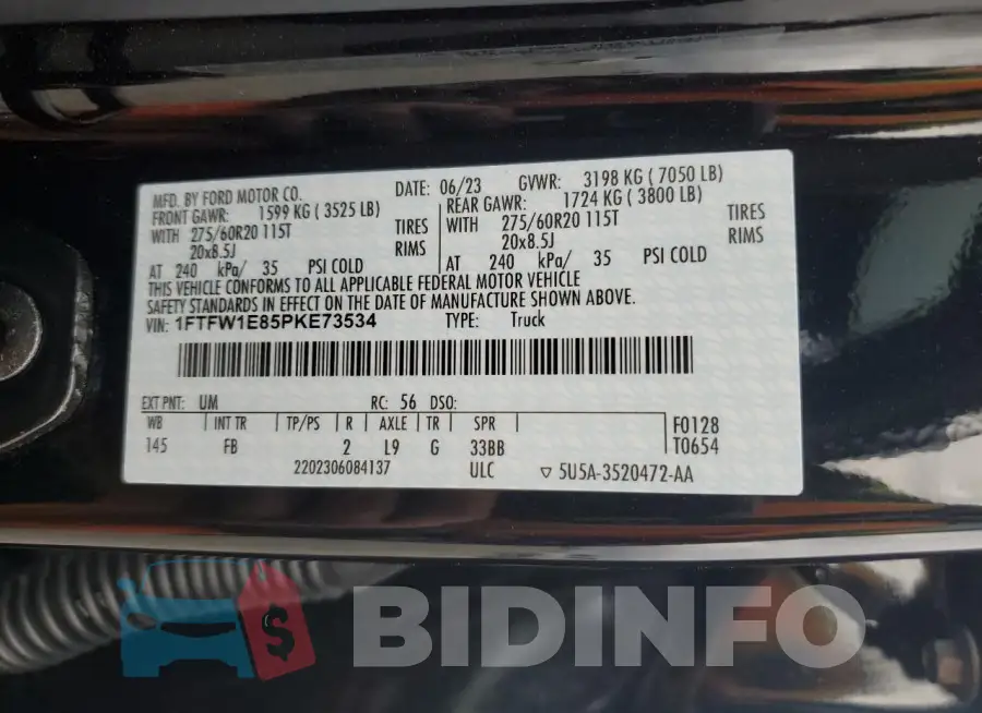 1FTFW1E85PKE73534 Photo# 12