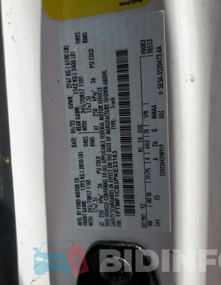 1FTMF1CB3PKE33183 Photo# 12