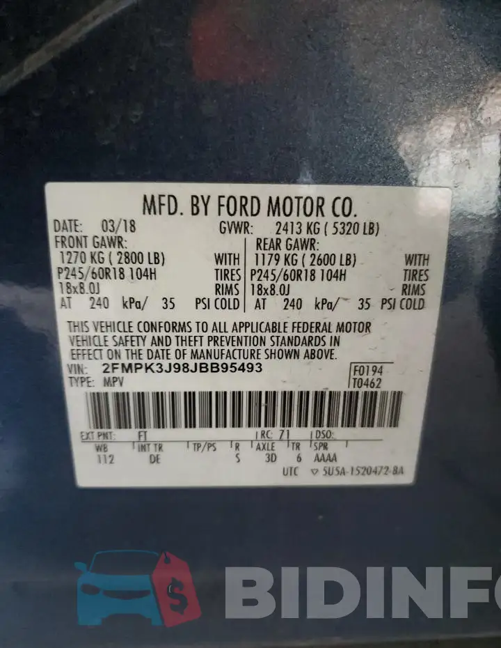 2FMPK3J98JBB95493 Photo# 12