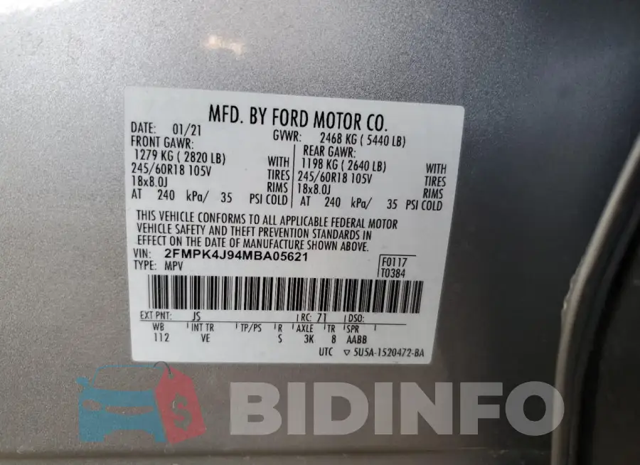 2FMPK4J94MBA05621 Photo# 13