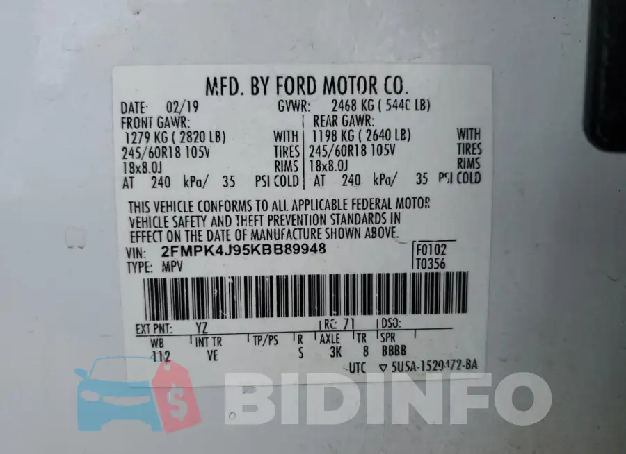 2FMPK4J95KBB89948 Photo# 13