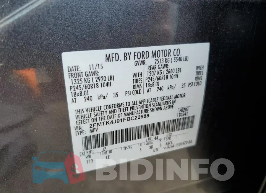 2FMTK4J91FBC22688 Photo# 12