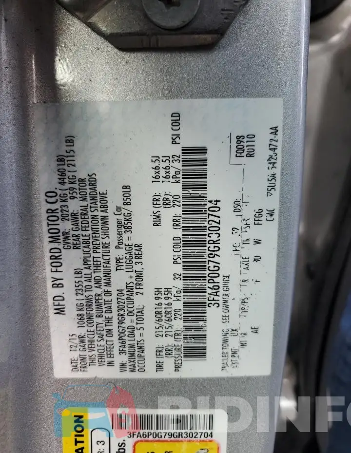 3FA6P0G79GR302704 Photo# 12