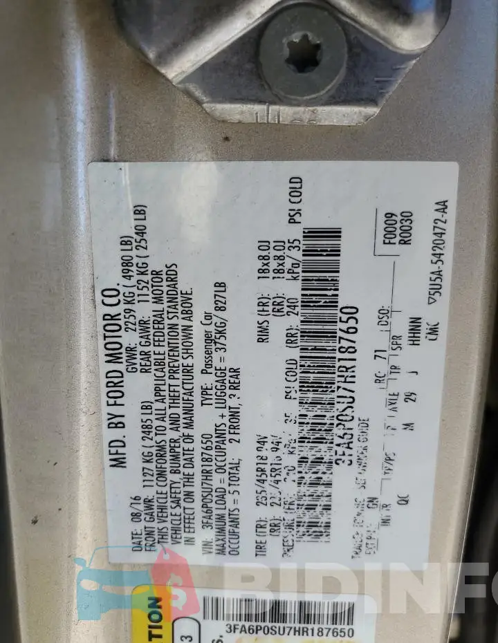 3FA6P0SU7HR187650 Photo# 13
