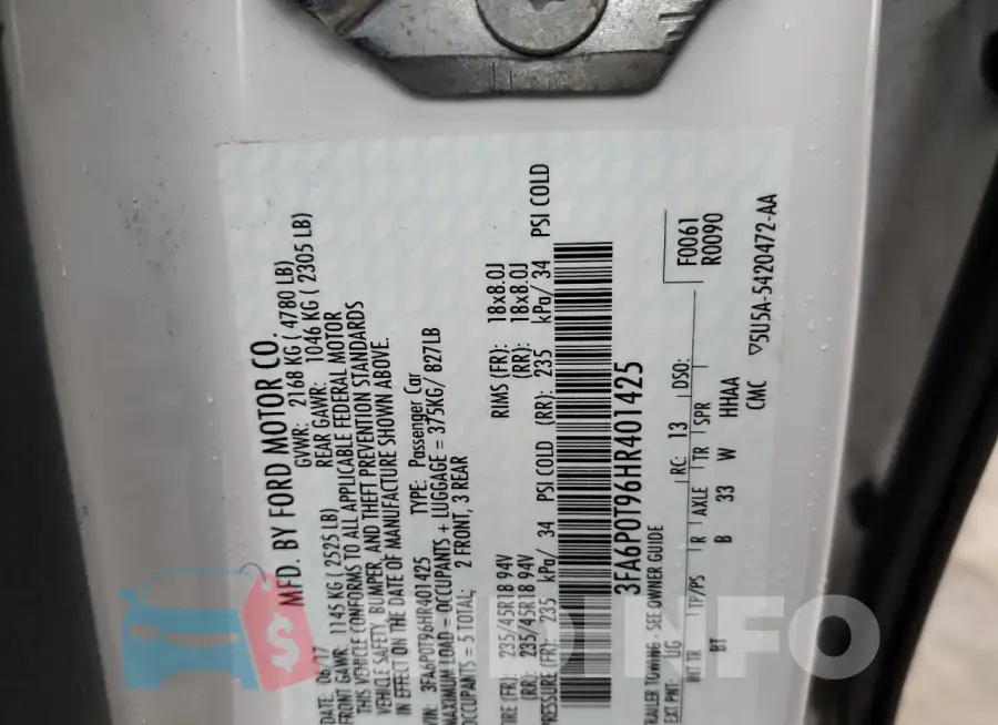 3FA6P0T96HR401425 Photo# 12