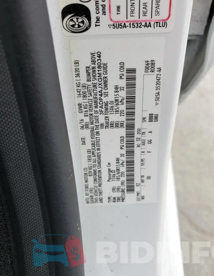 3FADP4AJXGM180340 Photo# 12