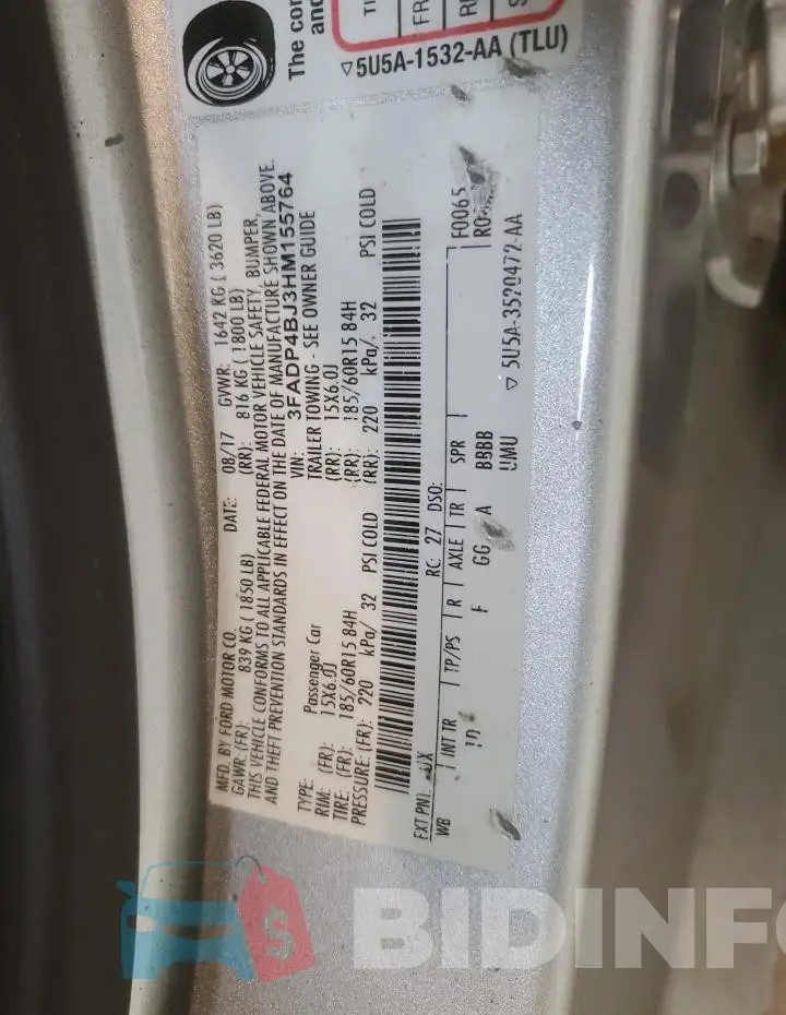 3FADP4BJ3HM155764 Photo# 12