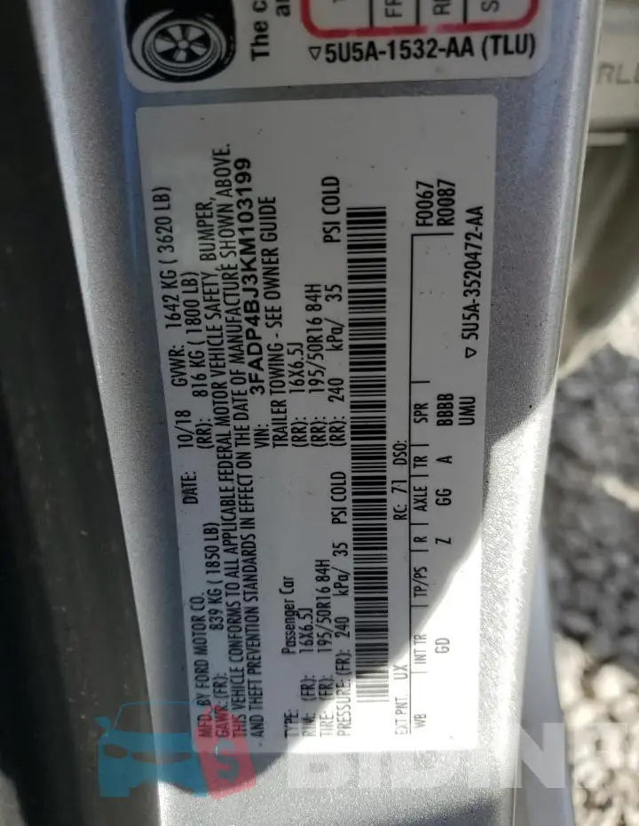 3FADP4BJ3KM103199 Photo# 12