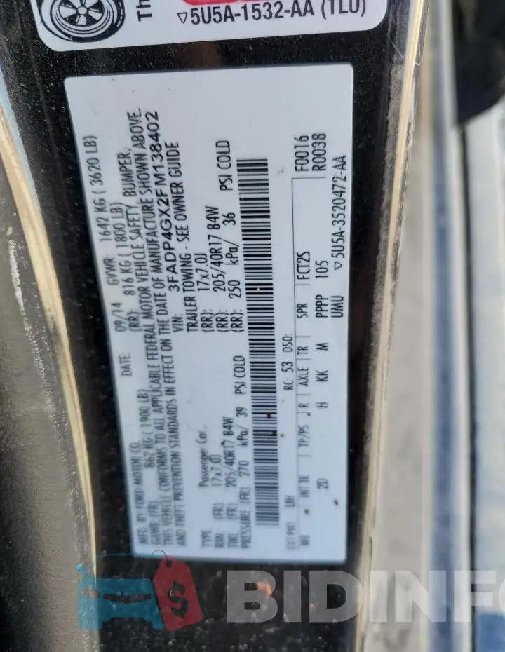 3FADP4GX2FM138402 Photo# 12