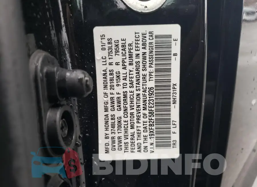 19XFB2F58FE231926 Photo# 12