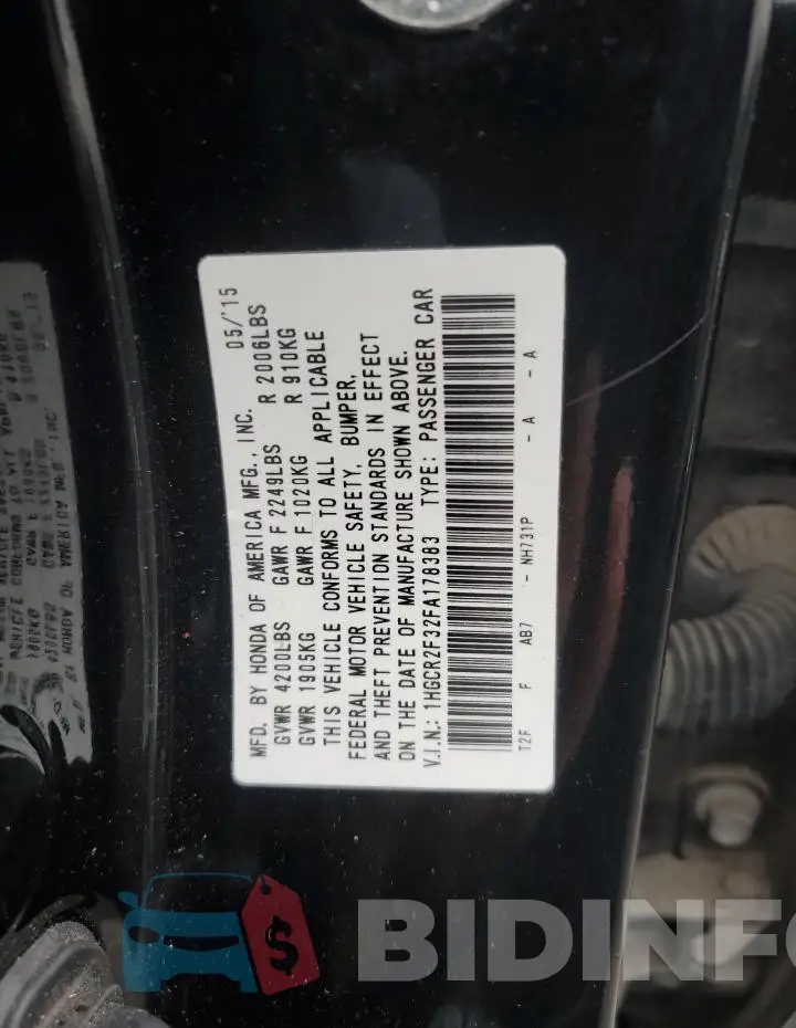 1HGCR2F32FA178383 Photo# 12