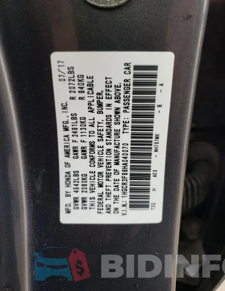 1HGCR3F98HA040070 Photo# 12