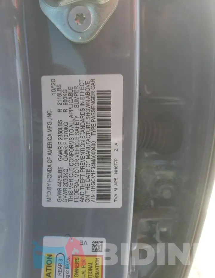 1HGCV1F34MA000400 Photo# 13