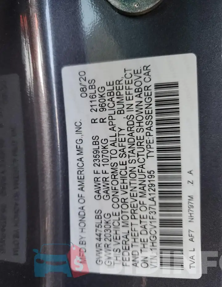 1HGCV1F37LA129195 Photo# 13