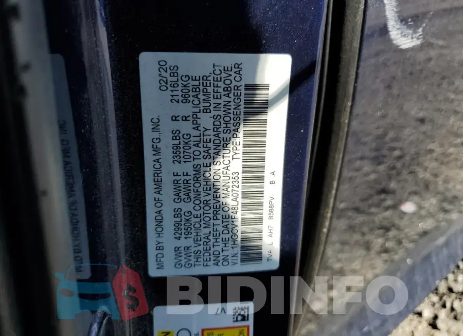 1HGCV1F48LA072353 Photo# 12