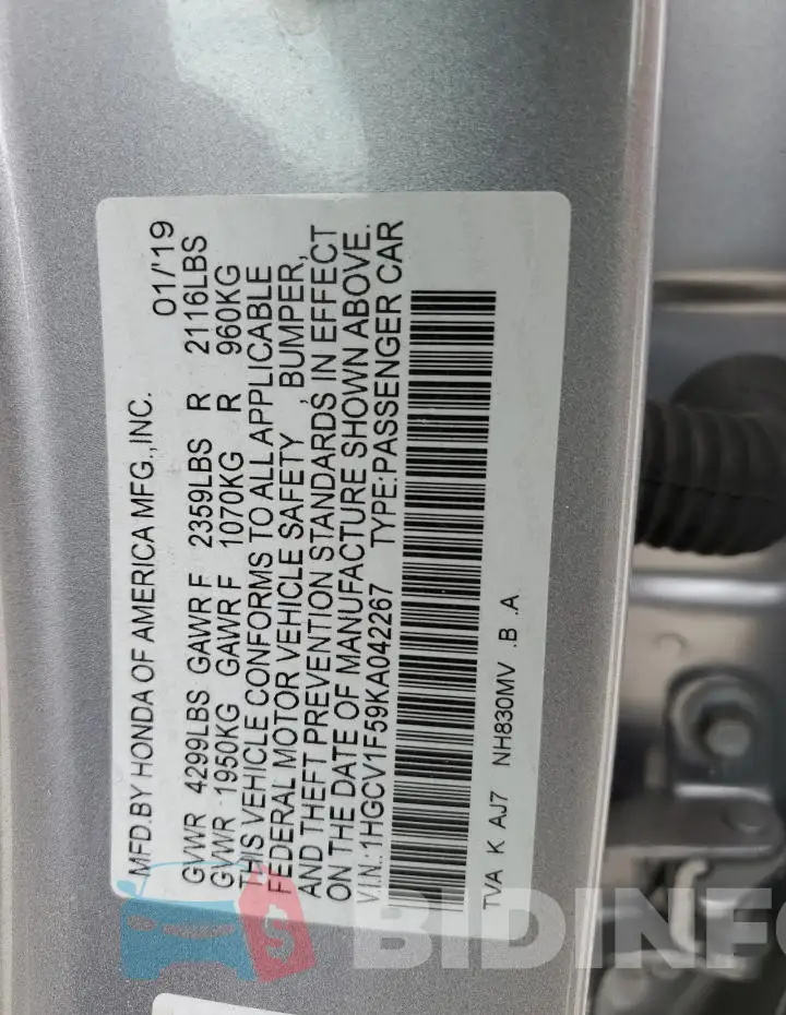 1HGCV1F59KA042267 Photo# 12