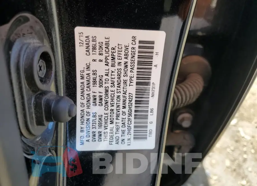 2HGFC2F56GH524227 Photo# 12