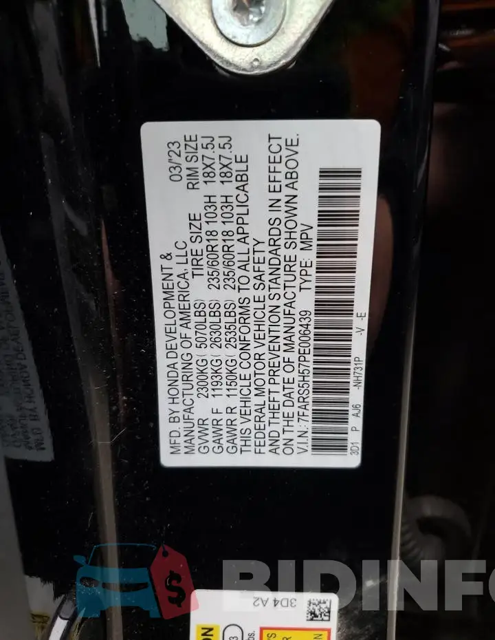 7FARS5H57PE006439 Photo# 14