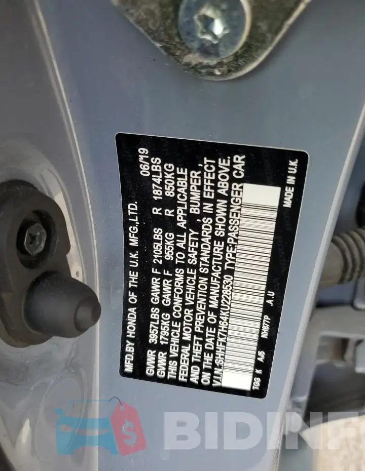 SHHFK7H64KU228530 Photo# 13