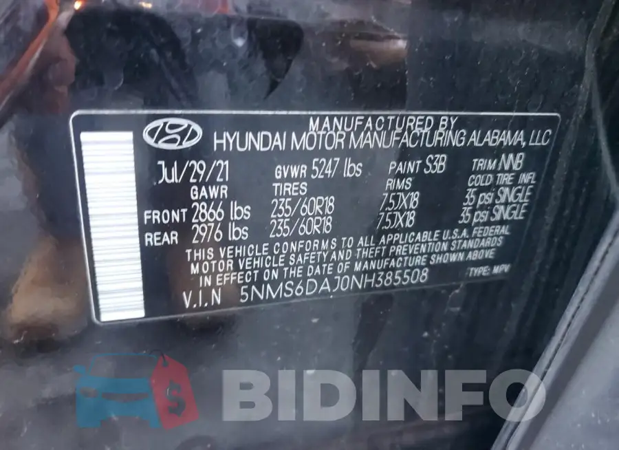 5NMS6DAJ0NH385508 Photo# 14