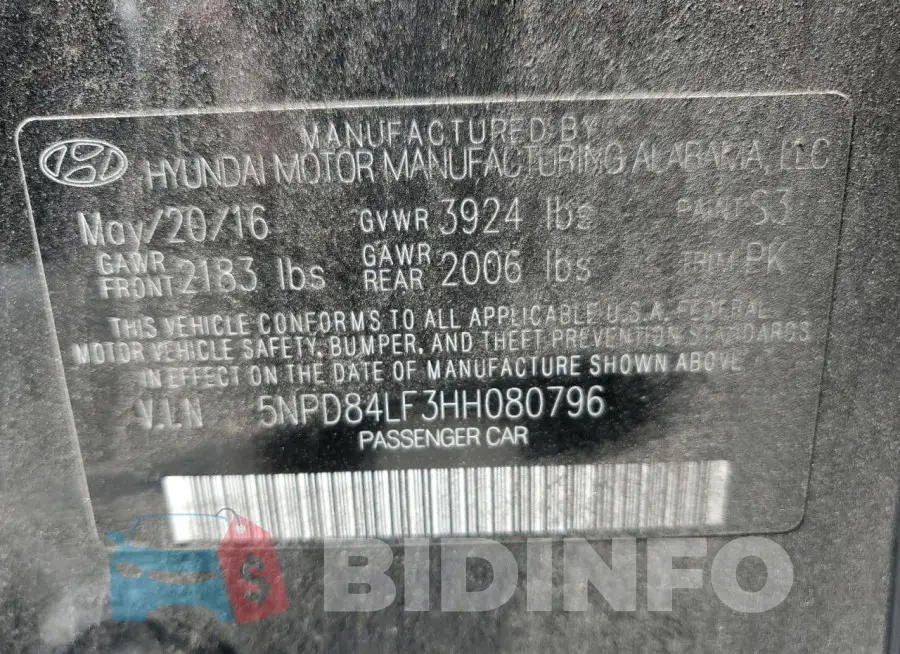 5NPD84LF3HH080796 Photo# 13