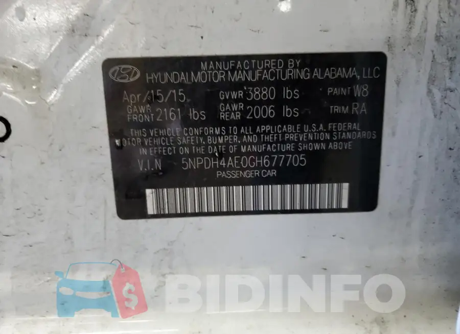 5NPDH4AE0GH677705 Photo# 12