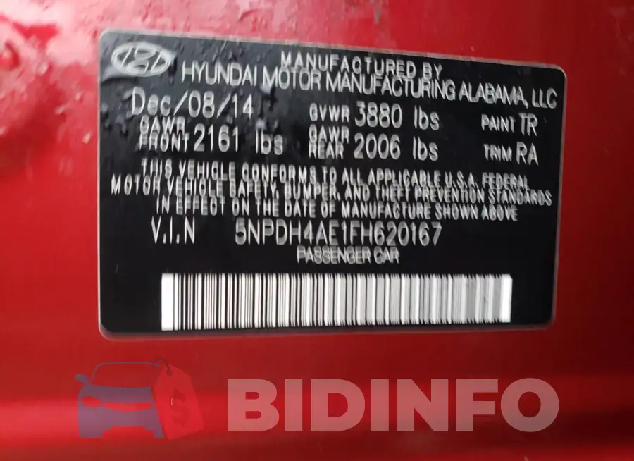 5NPDH4AE1FH620167 Photo# 12