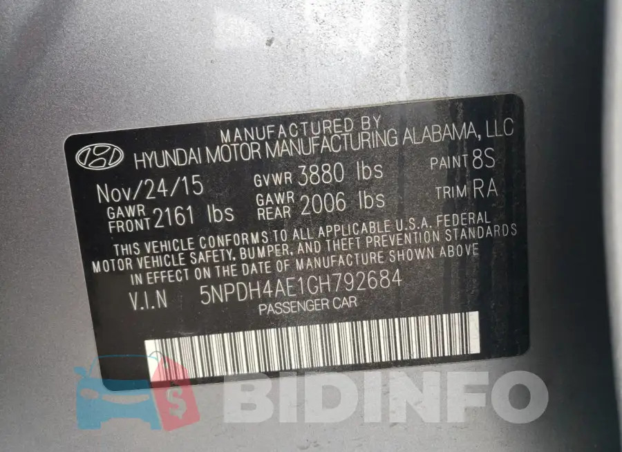 5NPDH4AE1GH792684 Photo# 12