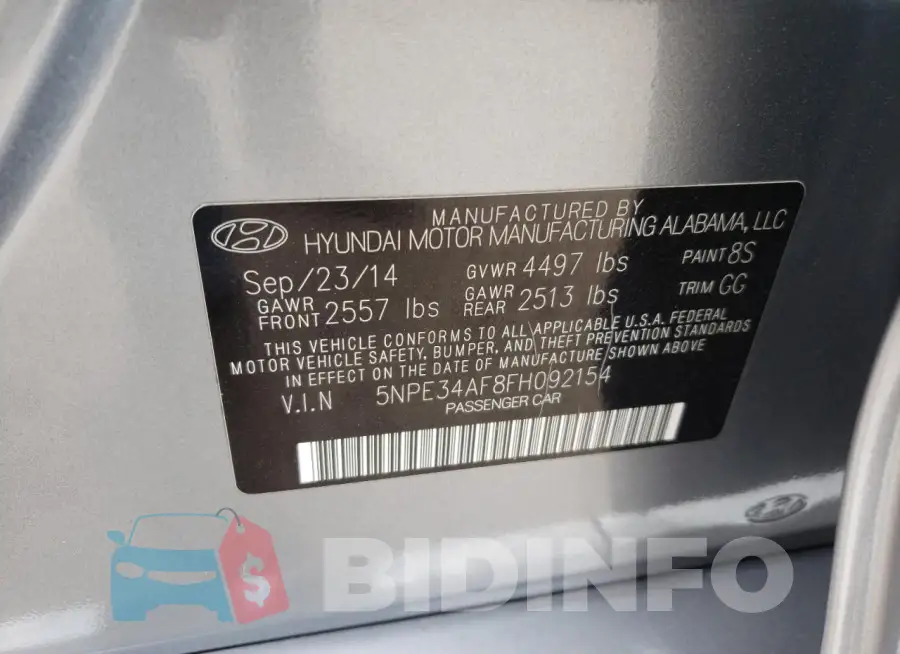 5NPE34AF8FH092154 Photo# 12