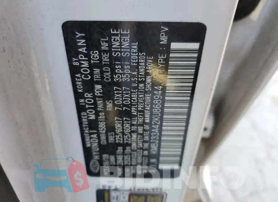 KM8J33A42KU868944 Photo# 14
