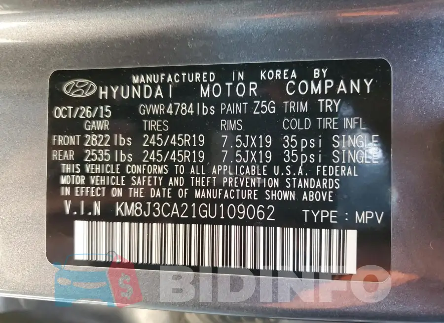 KM8J3CA21GU109062 Photo# 12