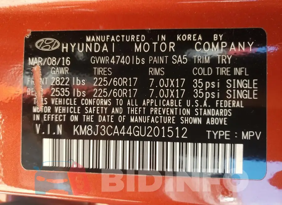 KM8J3CA44GU201512 Photo# 14