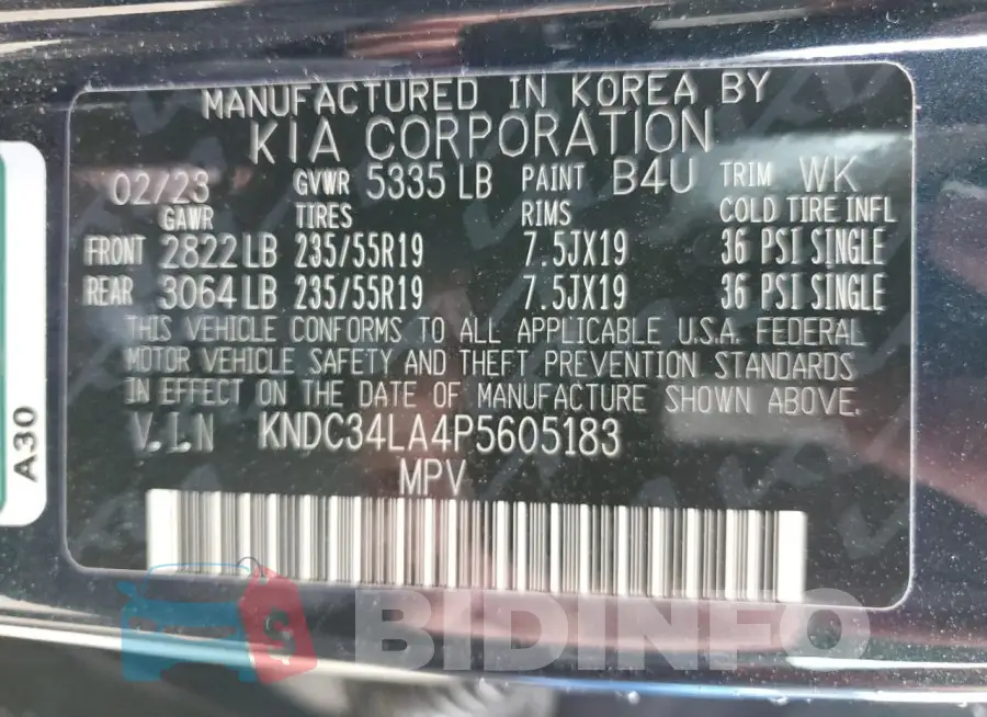 KNDC34LA4P5605183 Photo# 13