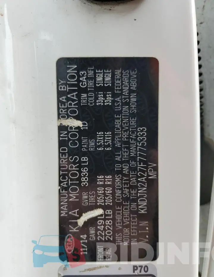 KNDJN2A27F7775333 Photo# 13