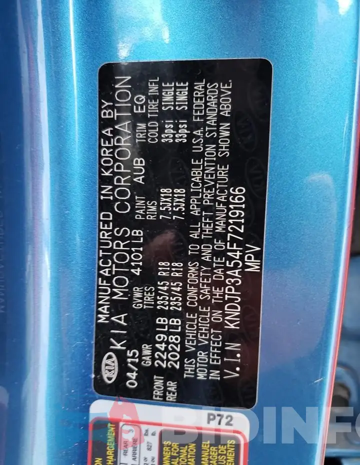 KNDJP3A54F7219166 Photo# 12