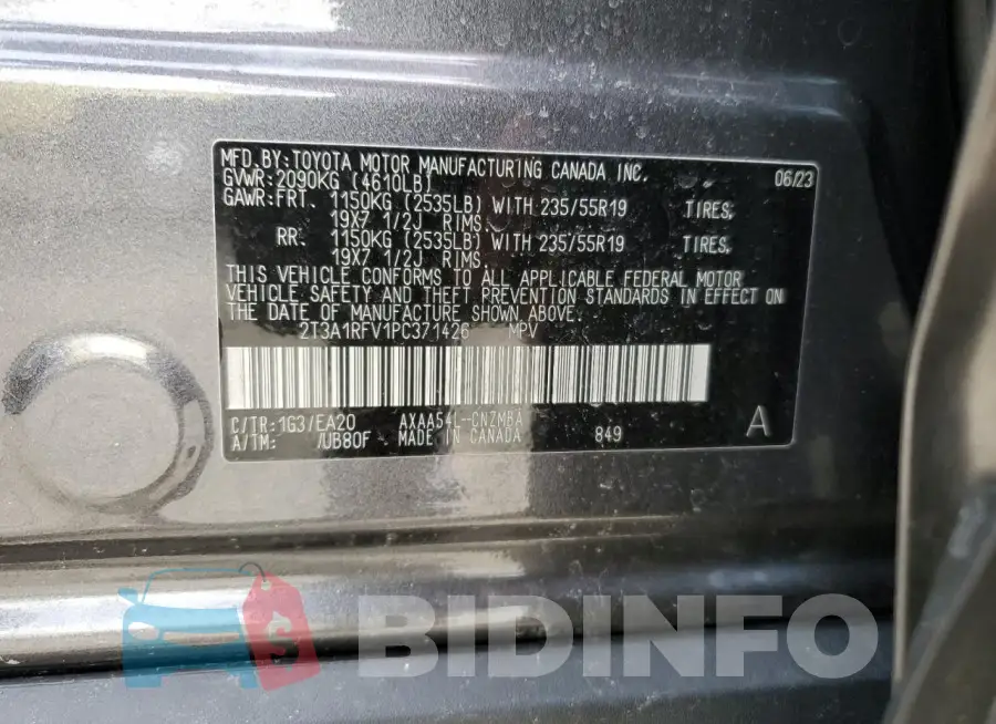 2T3A1RFV1PC371426 Photo# 13
