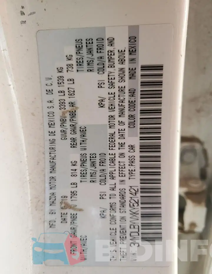 3MYDLBYVXKY521421 Photo# 12