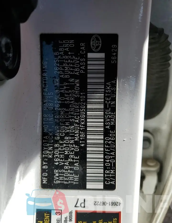 4T1BF1FKXGU502101 Photo# 12