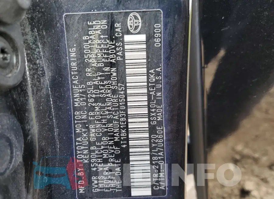 4T1BK1EB3FU150457 Photo# 13