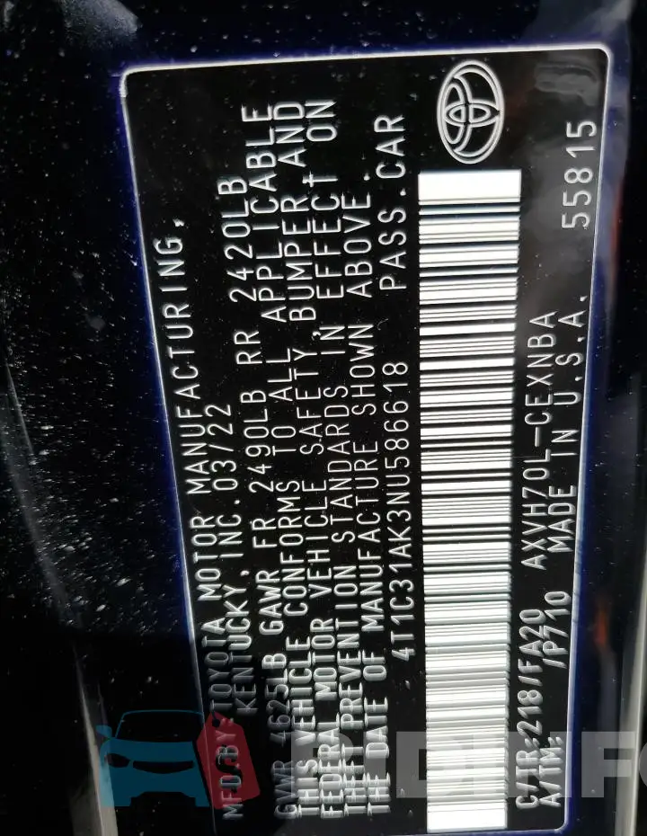 4T1C31AK3NU586618 Photo# 12