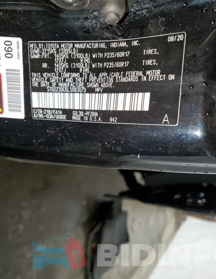 5TDZZ3DC6LS083079 Photo# 14