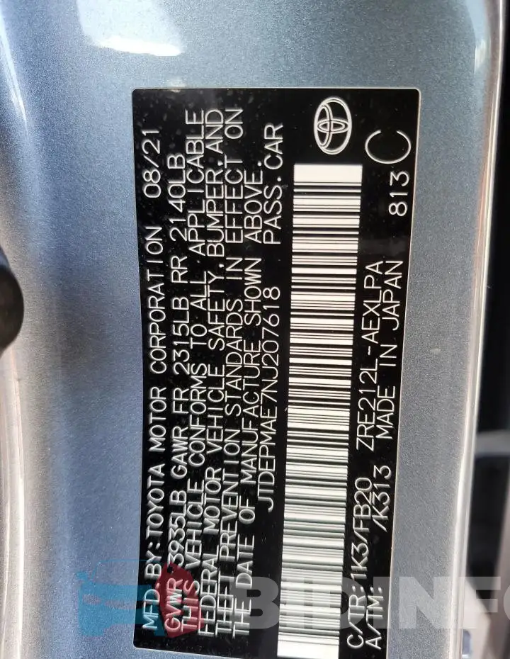 JTDEPMAE7NJ207618 Photo# 13