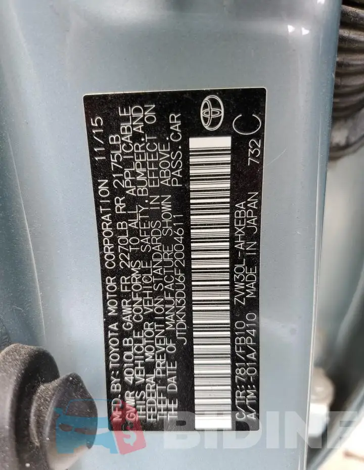 JTDKN3DU6F2004611 Photo# 13
