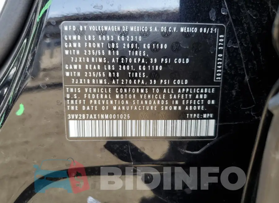 3VV2B7AX1NM001025 Photo# 13