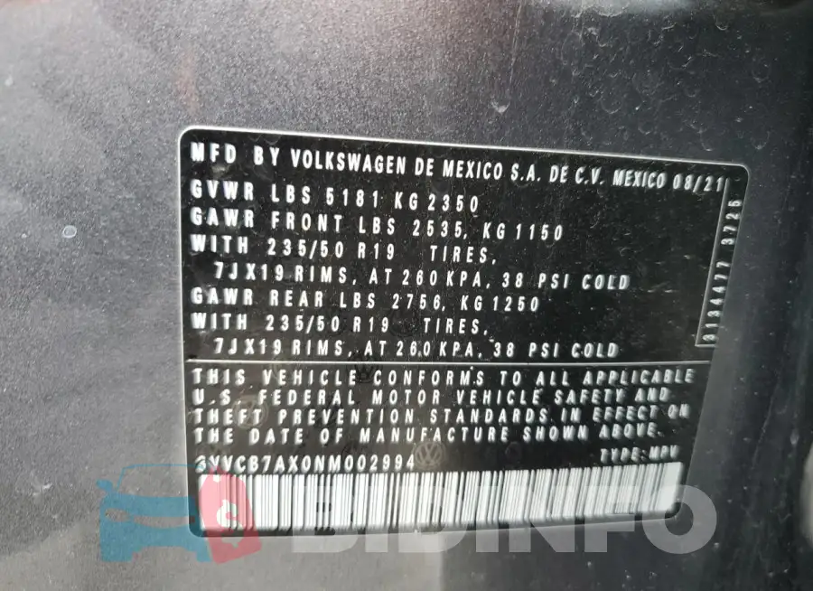 3VVCB7AX0NM002994 Photo# 13