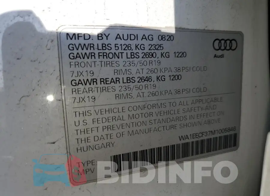 WA1EECF37M1005846 Photo# 13