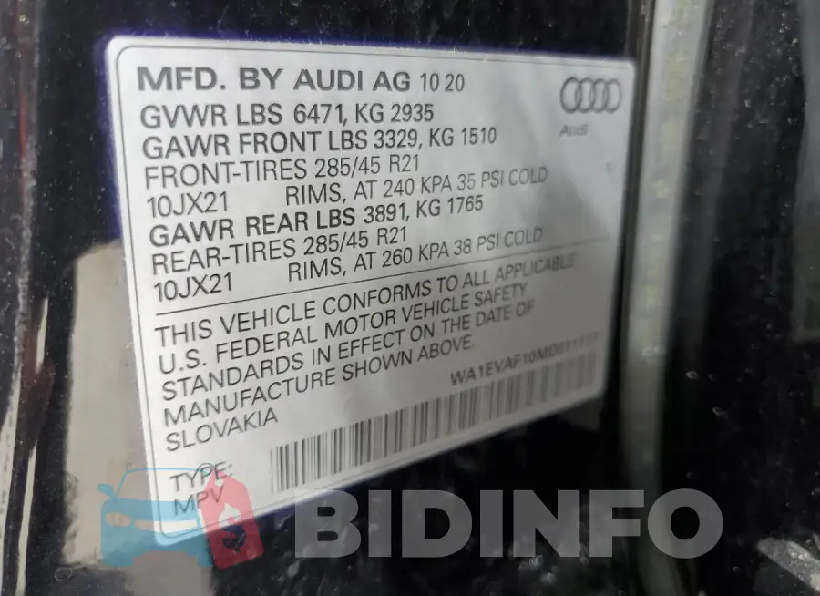 WA1EVAF10MD011117 Photo# 13