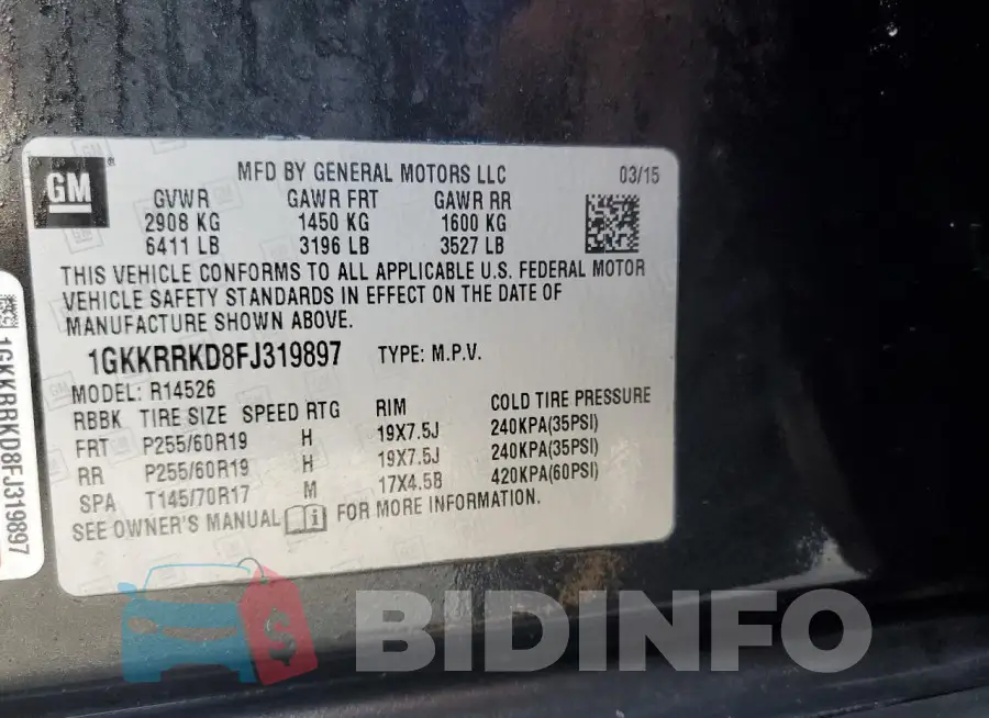 1GKKRRKD8FJ319897 Photo# 13