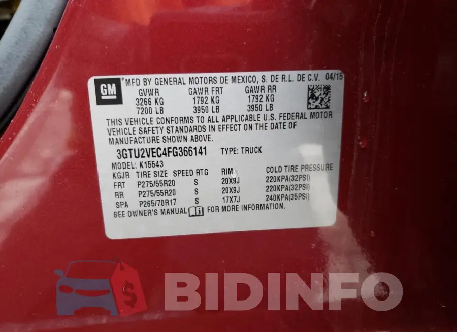 3GTU2VEC4FG366141 Photo# 12